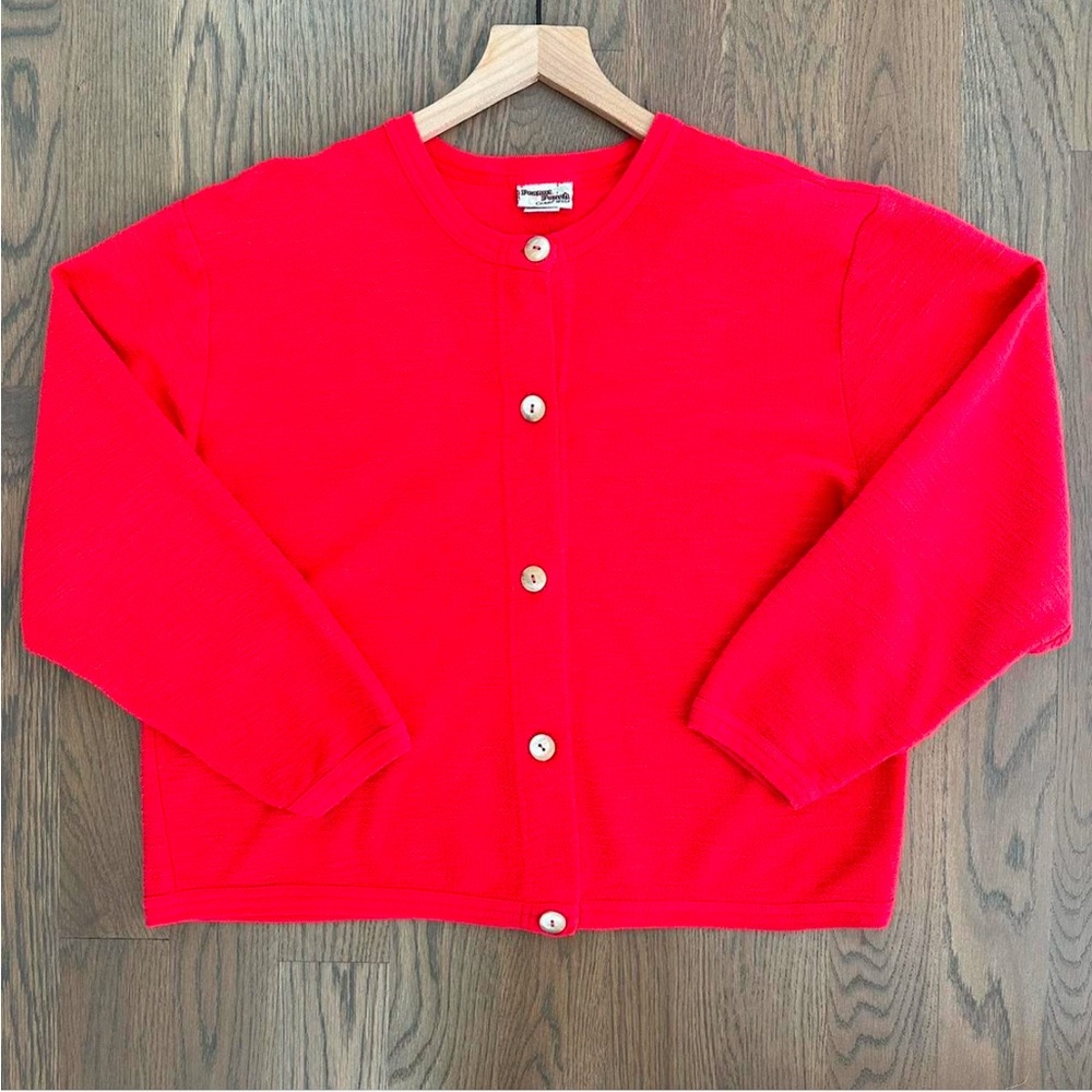 SOLD Vintage red cotton knit cropped boxy cardigan